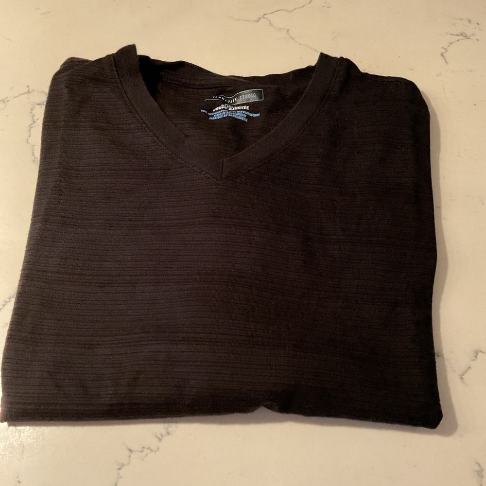 Van Heusen Black Short Sleeve V-Neck Shirt
